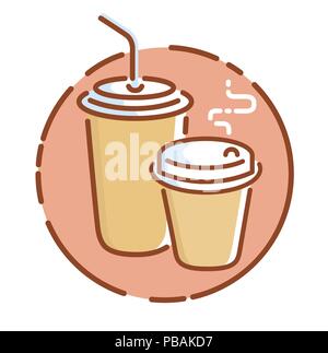 Nehmen Sie Kaffee Symbol, flache Design Vector Illustration Stock Vektor