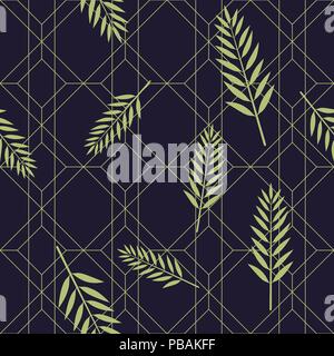 Vektor nahtlose geometrische Muster mit Palmblättern, Luxus-qualität drucken Stock Vektor