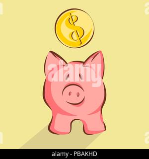 Sparschwein mit Dollar Vector Illustration Stock Vektor