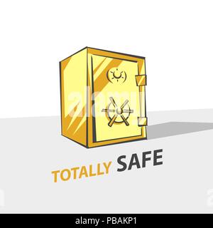 Gold Bank sichere Vektor Grafik im Comic-Stil, drei Viertel anzeigen Stock Vektor