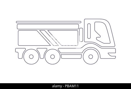 Moderne Lkw Fahrzeug Symbol in flache Linie Stil mit abgerundeten Kanten, Vector Illustration Stock Vektor