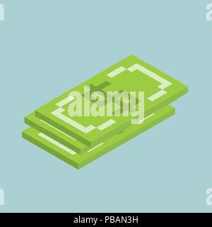 Dollars, Dollars Würfel Formular abzeichnen, isometrische US-Währung Symbol, Vector Illustration Stock Vektor