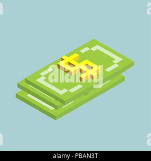 Dollars, Dollars Würfel Formular abzeichnen, isometrische US-Währung Symbol, Vector Illustration Stock Vektor