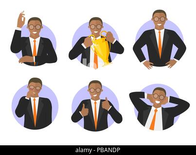 Vektor einrichten der Geschäftsmann erfolg Ausdruck Symbole Stock Vektor