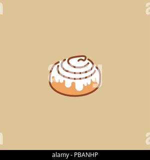 Cinnamon Bun vektor Icon in flache Linie Stil Stock Vektor