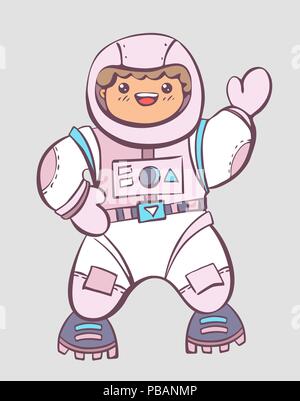 Comic cartoon Astronaut Junge im Raumanzug Vector Illustration Stock Vektor