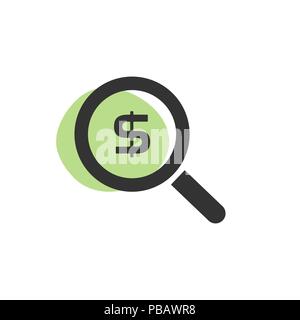 Lupe suchen Dollar isoliert Web Icon. Vector Illustration Stock Vektor