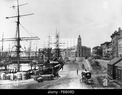 . Englisch: Foto, Montreal Hafen in der Nähe der Custom House, QC, 1865-75, Alexander Henderson, Silbersalze auf Papier auf der Karte montiert - eiklar Prozess - 16 x 21 cm Français: Helvetica, Le Port de Montréal près de la Douane, QC, 1865-1875, Alexander Henderson, Sels d'Argent sur papier monté sur Karton - Papier albuminé - 16 x 21 cm. Zwischen 1865 und 1875 1056 Montreal Hafen in der Nähe der Custom House 1870 Stockfoto