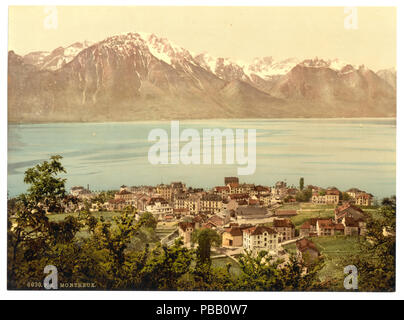 1057 Montreux, Savoyen Berge, Genfer See, Schweiz - LCCN 2001702440 Stockfoto