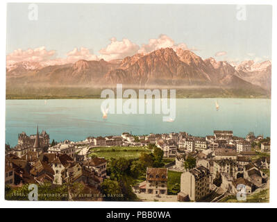 1057 Montreux, Savoyen Berge, Genfer See, Schweiz - LCCN 2001702441 Stockfoto