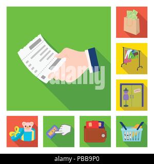 E-Commerce und Business Flat Symbole im Set Sammlung für Design. Kauf und Verkauf von Vektor Symbol lieferbar Abbildung. Stock Vektor