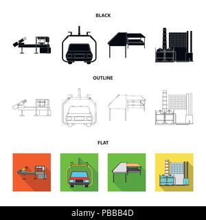 Automobilindustrie und andere Symbol in Schwarz, flach, umriss Stil. Neue Technologien Symbole in der Sammlung. Stock Vektor