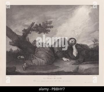 José de Madrazo y Agudo; echte Niederlassung Litográfico de Madrid; Cayetano Rodríguez-lithograph - (nach José de Ribera)/' Jakob?s Traum'. 1829-1932. Lithographische Aquatinta, Buntstift, Stift Lithographie Lithographie, Drucken auf japon, Abstreifer auf Webte Papier. Museum: Museo del Prado, Madrid, España. Stockfoto