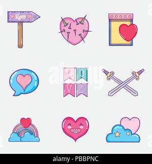 Satz von Liebe und Herz cartoons Stock Vektor