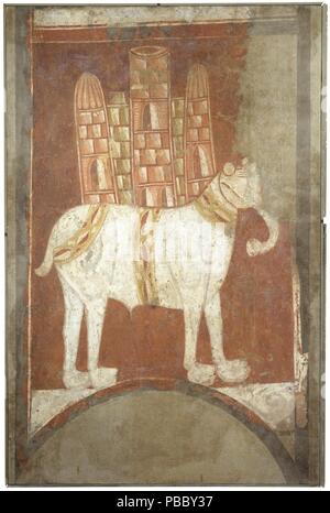 Anonyme/'Elephant. Einsiedelei von San Baudelio. Casillas de Berlanga (Soria)". Ca. 1125. Fresko auf Wandbild auf Leinwand übertragen. Museum: Museo del Prado, Madrid, España. Stockfoto