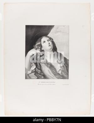 José de Madrazo y Agudo; echte Niederlassung Litográfico de Madrid; Antonio Guerrero - lithograph - (nach Guido Reni)/'Maria Magdalena'. 1826 - 1829. Lithographische Aquatinta, Buntstift Lithographie, Abstreifer auf Webte Papier; 1826 - 1829. Lithographische Aquatinta, Buntstift Lithographie, Abstreifer auf Webte Papier. Museum: Museo del Prado, Madrid, España. Stockfoto