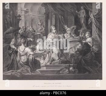 José de Madrazo y Agudo; echte Niederlassung Litográfico de Madrid; Ramón Beltrán-lithograph - (Nach Sebastiano Conca) / Salomo, Anbetung von Götzen". 1832 - 1837. Lithographische Aquatinta, Buntstift Lithographie, Drucken auf japon, Abstreifer auf Webte Papier. Museum: Museo del Prado, Madrid, España. Stockfoto