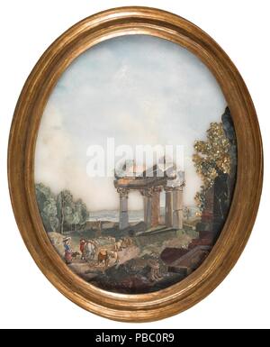 Echten Laboratorio de Piedras Duras del Buen Retiro / 'Landschaft mit den Ruinen eines Tempels'. 1766 - 1800. Hardstone, wertvoll. Museum: Museo del Prado, Madrid, España. Stockfoto