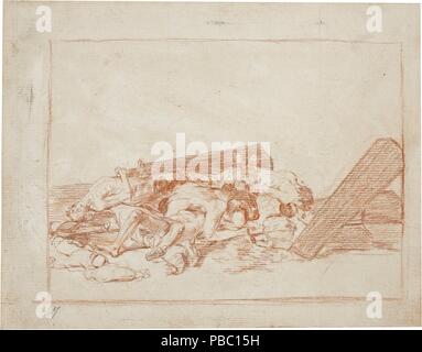 Francisco de Goya y Lucientes/"Ernte der Toten". 1812 - 1814. Rote Kreide auf grauem Bütten, Endlospapier. Museum: Museo del Prado, Madrid, España. Stockfoto