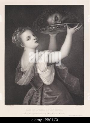 José de Madrazo y Agudo; echte Niederlassung Litográfico de Madrid; Luis Carlos Legrand; Luis Carlos Legrand-lithograph - (Nach Tizian) / DER "Salome". 1832 - 1837. Lithographische Aquatinta, Buntstift, Stift Lithographie Lithographie, Drucken auf japon, Abstreifer auf Webte Papier. Museum: Museo del Prado, Madrid, España. Stockfoto