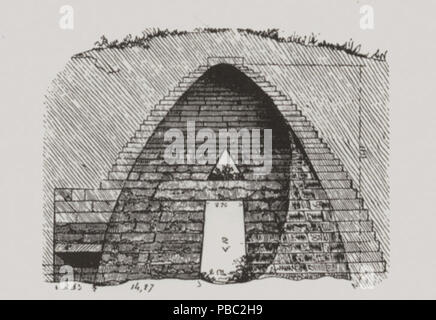 1182 senkrecht Abschnitt der Tholos Grab als Schatzkammer der Atreus in Mykene-Du Moncel Théodore - 1843 bekannt Stockfoto