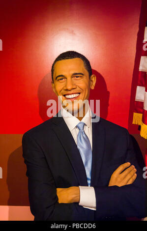 LOS ANGELES, USA - 28.September 2015: Barack Obama im Madame Tussauds Hollywood Wax Museum. Marie Tussaud wurde als Marie Grosholtz 1761 geboren Stockfoto