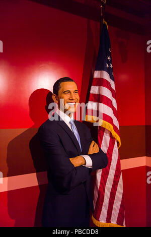 LOS ANGELES, USA - 28.September 2015: Barack Obama im Madame Tussauds Hollywood Wax Museum. Marie Tussaud wurde als Marie Grosholtz 1761 geboren Stockfoto