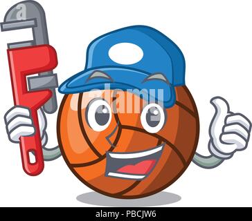 Klempner volleyball mascot Cartoon Stil Stock Vektor