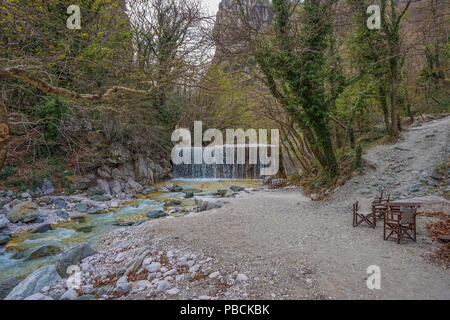 Pozar und Pozar Bäder am Fuße des Kaimaktsalan ist es ein Ziel in Pella in Mazedonien und bekannt als natürliche Pozar Thermalbäder Stockfoto