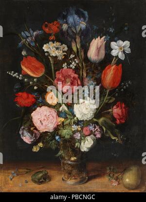 Jan Brueghel el Viejo / 'Vase mit Blumen'. Ersten Quartal des XVII Jahrhunderts. Öl auf Leinwand. Museum: Museo del Prado, Madrid, España. Stockfoto