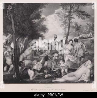 José de Madrazo y Agudo; echte Niederlassung Litográfico de Madrid; Ludwid Theodor Zöllner-lithograph - (Nach Tizian) / "Die Andrians'. 1832 - 1837. Lithographische Aquatinta, Buntstift, Stift Lithographie Lithographie, Drucken auf japon, Abstreifer auf Webte Papier. Museum: Museo del Prado, Madrid, España. Stockfoto