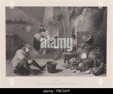 José de Madrazo y Agudo; echte Niederlassung Litográfico de Madrid, Juan Antonio López-lithograph - (nach David Teniers) / 'Küche'. 1829-1832. Lithographische Aquatinta, Buntstift Lithographie, Drucken auf japon, Abstreifer auf Webte Papier. Museum: Museo del Prado, Madrid, España. Stockfoto