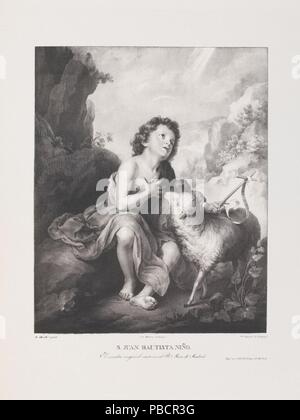 José de Madrazo y Agudo; echte Niederlassung Litográfico de Madrid; Vicente Region auch Camarón y Torra - lithograph - (nach Bartolomé Esteban Murillo) / "Das Kind der Hl. Johannes der Täufer". 1826 - 1829. Lithographische Aquatinta, Buntstift, Stift Lithographie Lithographie, Abstreifer auf Webte Papier. Museum: Museo del Prado, Madrid, España. Stockfoto
