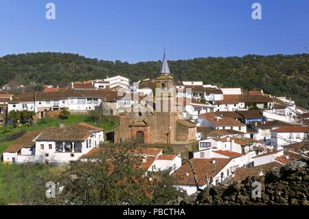Panoramaaussicht, Valdelarco, Provinz Huelva, Andalusien, Spanien, Europa. Stockfoto