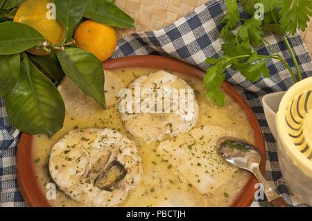 "Caldillo de Perro" (Fischsuppe), Cadiz, Andalusien, Spanien, Europa. Stockfoto