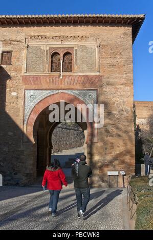 Wein Tür, die Alhambra, Granada, Andalusien, Spanien, Europa. Stockfoto