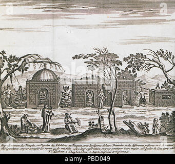 1254 Darstellung des Tempel, ou Les pagodes idolatres au Tunquin, avec des Zahlen de leur Diuvictes, et des differentes - Jean Baptiste Tavernier - 1692 Stockfoto