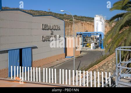 Entsalzungsanlage, Carboneras, Almeria Provinz, Andalusien, Spanien, Europa. Stockfoto