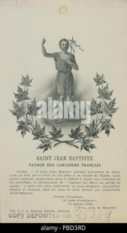 1283 Saint Jean Baptiste Schirmherr des Kanadier francais (HS 85-10 -35289) Stockfoto