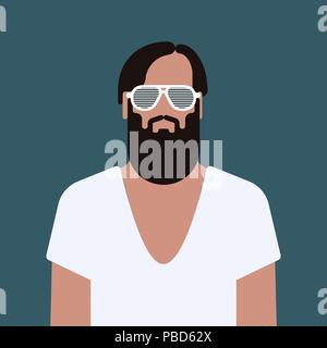 Flache hipster mann Charakter. Vector Illustration. Stock Vektor