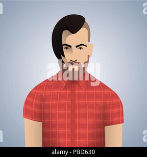 Flache hipster mann Charakter. Vector Illustration. Stock Vektor