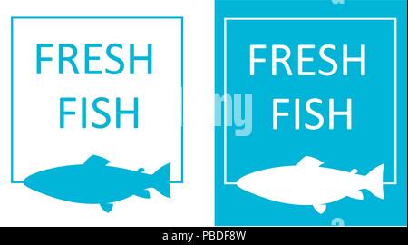 Silhouette der Fische in den Frame, frischer Fisch, minimalistischen Logo Stock Vektor