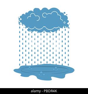 Rain cloud und Pfütze isoliert. Wetter Vector Illustration Stock Vektor