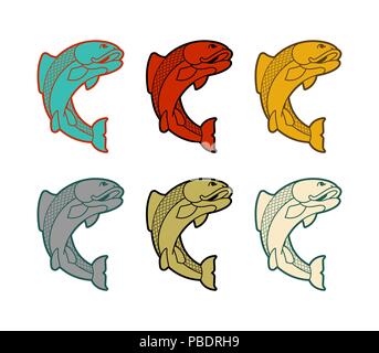 Karpfen japan Fisch eingestellt. Folk asiatischen koi Vector Illustration Stock Vektor