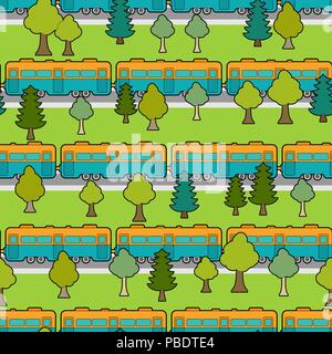 Zug Auto Muster nahtlose. Bahn Ornament. Eisenbahn Hintergrund. Vector Illustration Stock Vektor
