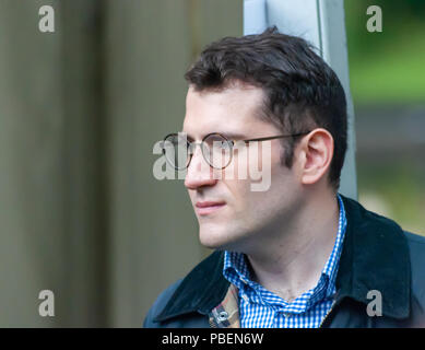 Glasgow, Schottland, Großbritannien. 28. Juli 2018. Labour MP für glasgw Norden Osten Paul Sweeney gibt eine Rede an der Alexandra Park Festival. Credit: Skully/Alamy leben Nachrichten Stockfoto