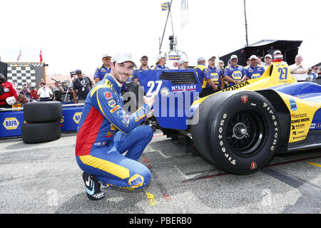 Ohio, USA. 28. Juli 2018. ALEXANDER ROSSI (27) in den Vereinigten Staaten gewinnt die Pole Award für das Honda Indy 200 in Mid-Ohio Sports Car Course in Lexington, Ohio. Credit: Justin R. Noe Asp Inc/ASP/ZUMA Draht/Alamy leben Nachrichten Stockfoto