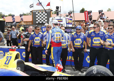 Ohio, USA. 28. Juli 2018. ALEXANDER ROSSI (27) in den Vereinigten Staaten gewinnt die Pole Award für das Honda Indy 200 in Mid-Ohio Sports Car Course in Lexington, Ohio. Credit: Justin R. Noe Asp Inc/ASP/ZUMA Draht/Alamy leben Nachrichten Stockfoto