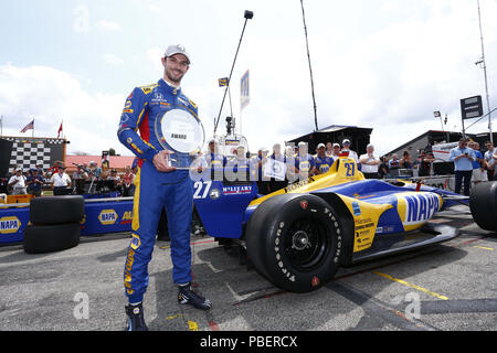 Ohio, USA. 28. Juli 2018. ALEXANDER ROSSI (27) in den Vereinigten Staaten gewinnt die Pole Award für das Honda Indy 200 in Mid-Ohio Sports Car Course in Lexington, Ohio. Credit: Justin R. Noe Asp Inc/ASP/ZUMA Draht/Alamy leben Nachrichten Stockfoto