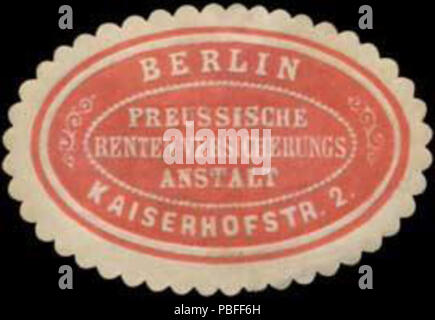 1496 Siegelmarke Pr. Renten-Versicherungsanstalt W 0348804 Stockfoto